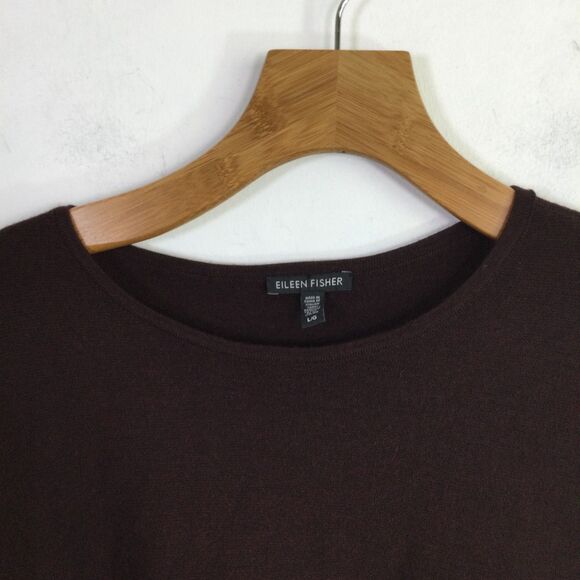 Eileen Fisher Womens Tunic Sweater Merino Wool Long Sleeves Brown Size Large - Picture 9 of 16